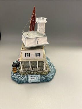 Vtg Harbour Lights Long Beach Bar Lighthouse 2001 Nautical  Figurine New York